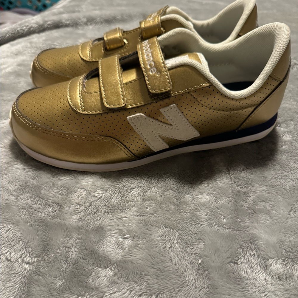 New Balance Gold and White Velcro Sneakers Limited Edition